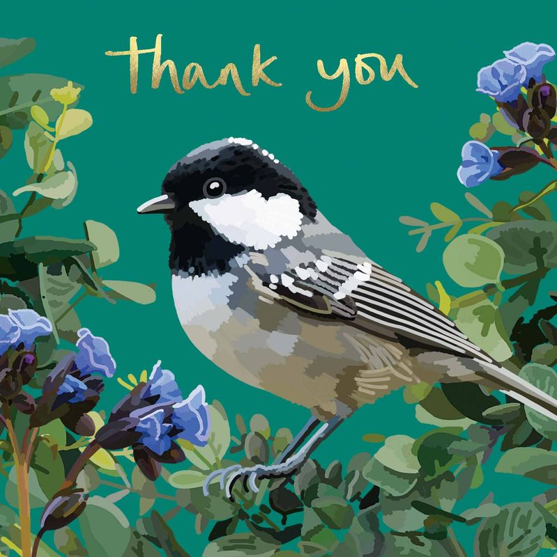 Thank You Coal Tit Foiled Thank You Card