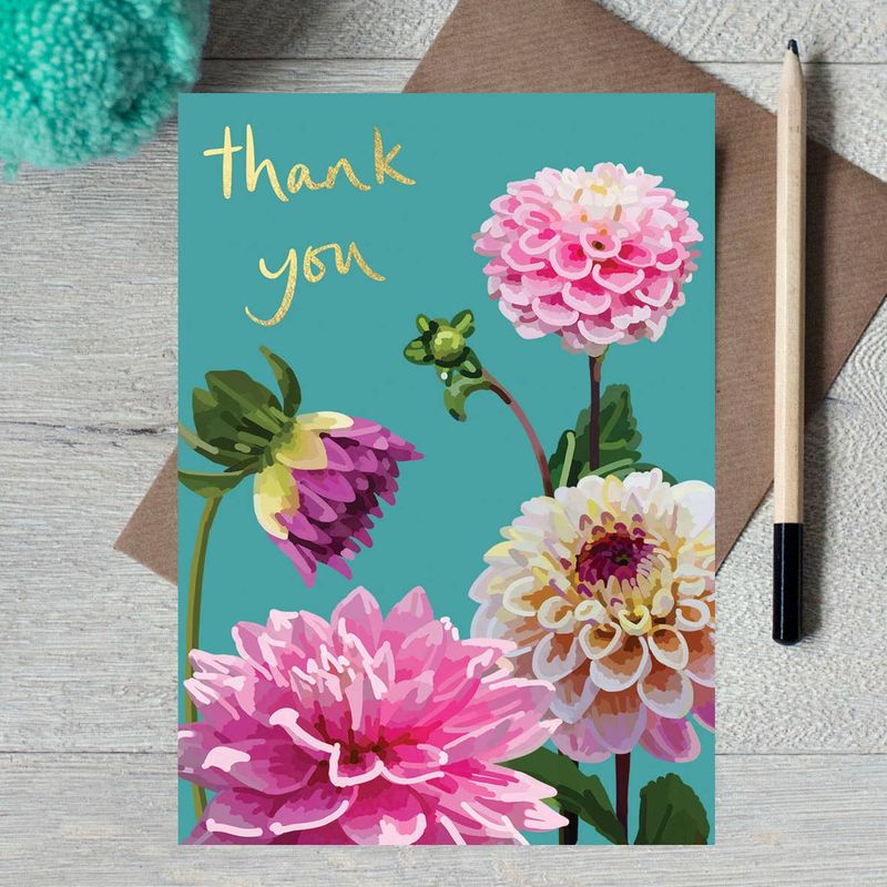 Thank You Dahlia Gold Foiled Thank You Card