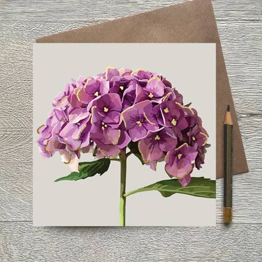 Pink Hydrangea Foiled Greeting Card