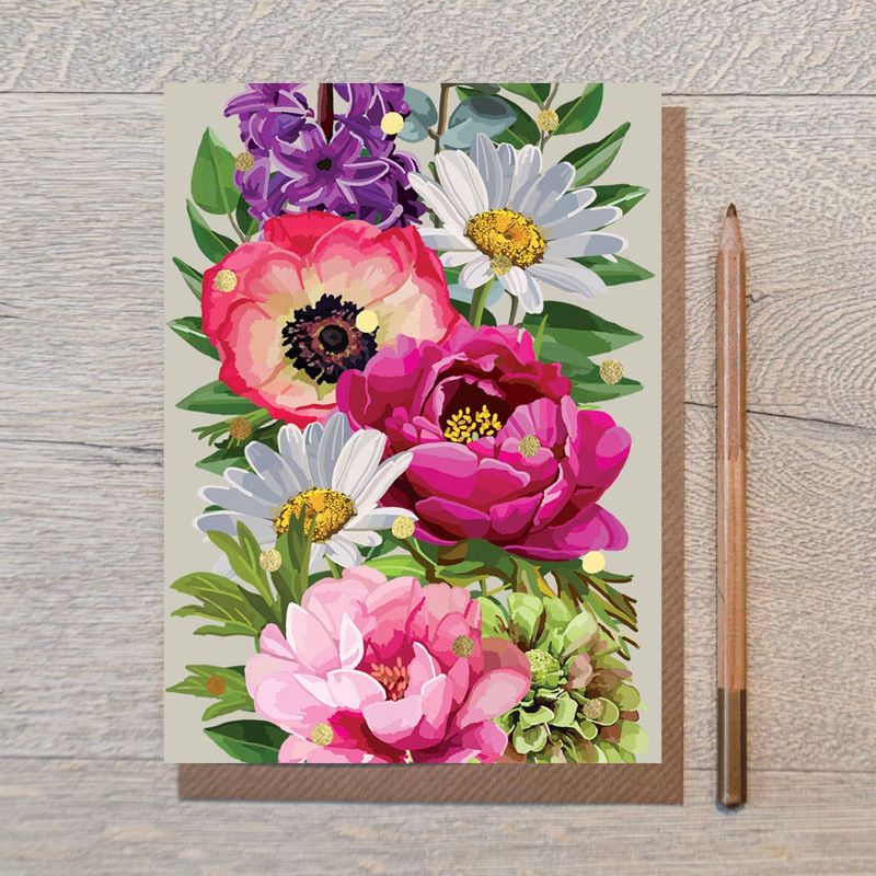 Gold Foil Dots Floral Greeting Card