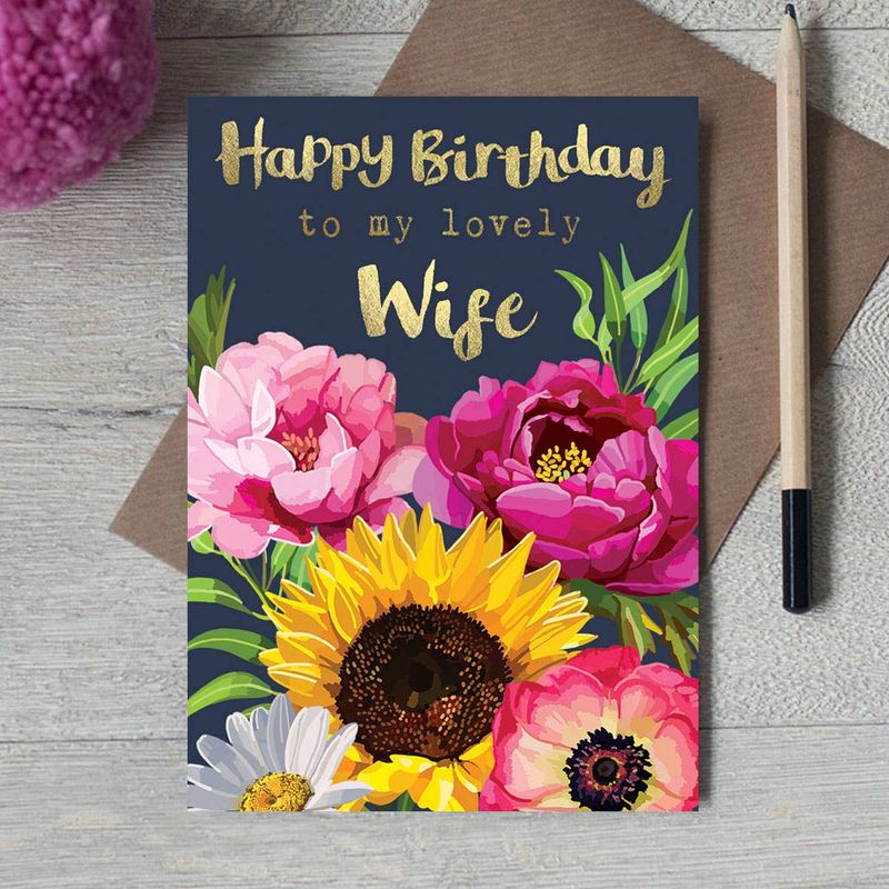 Happy Birthday To My Lovely Wife Gold Foiled Birthday Card