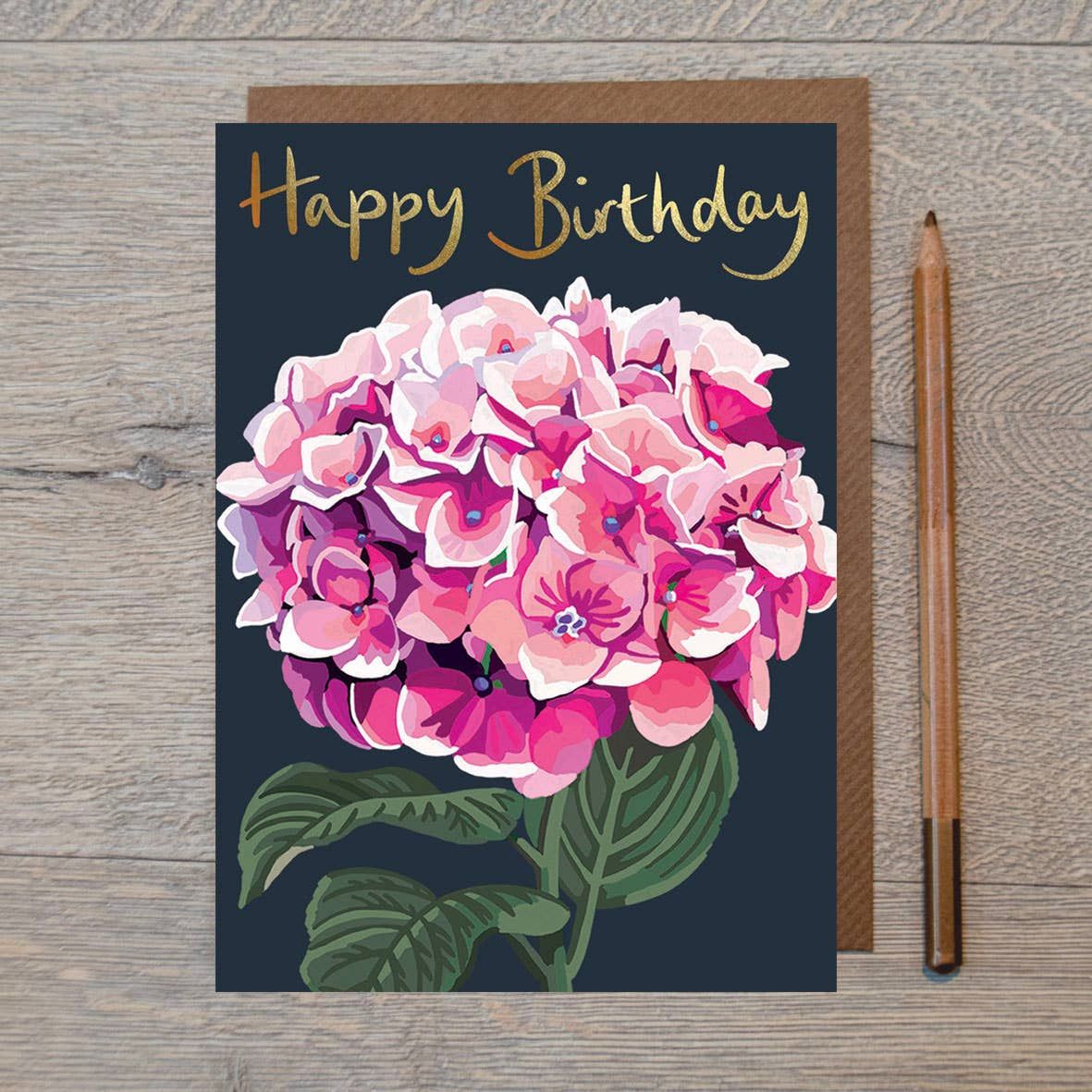 Happy Birthday Green Hydrangea Birthday Card