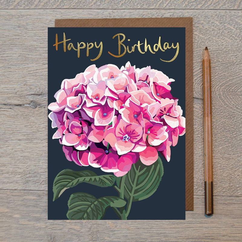 Happy Birthday Green Hydrangea Birthday Card