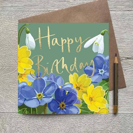 Happy Birthday Spring Floral Foiled Birthday Card