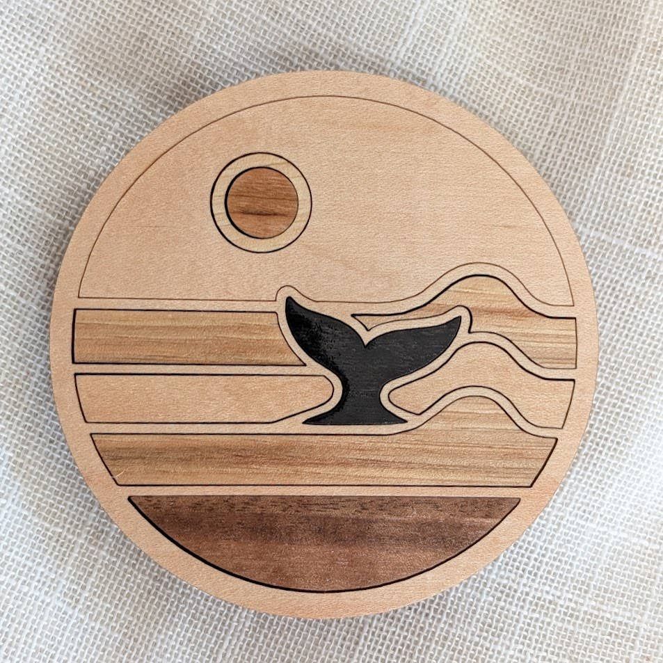 Wood Ocean Whale Tail Coaster