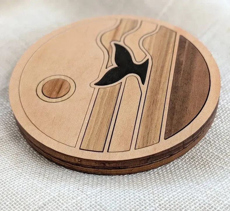 Wood Ocean Whale Tail Coaster