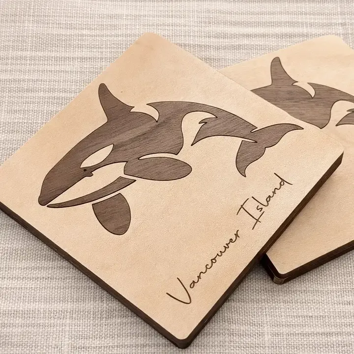 Wood Inlay Orca Coaster