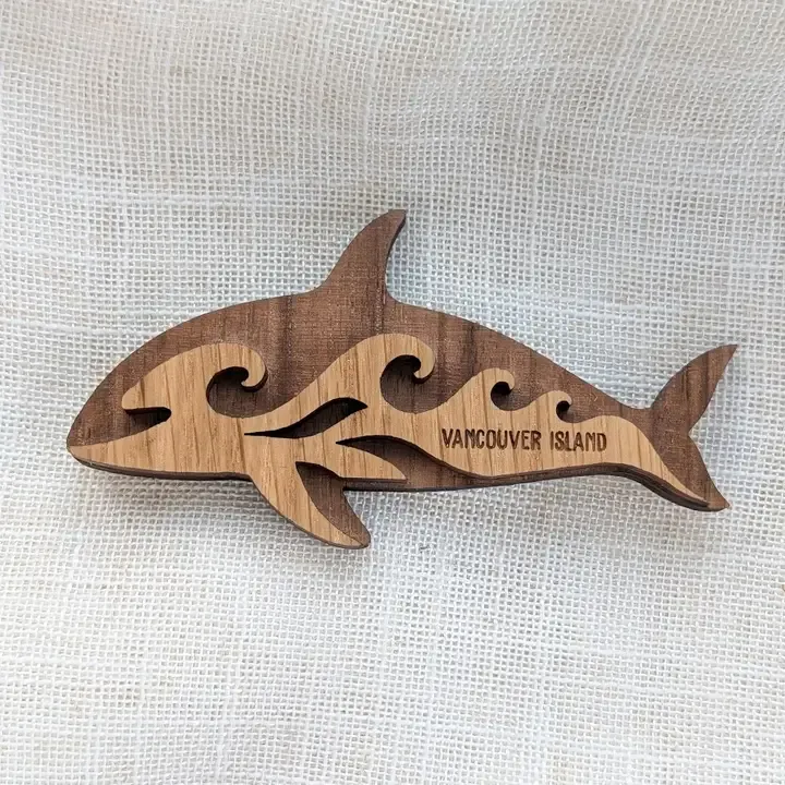 3D Orca Wood Magnet