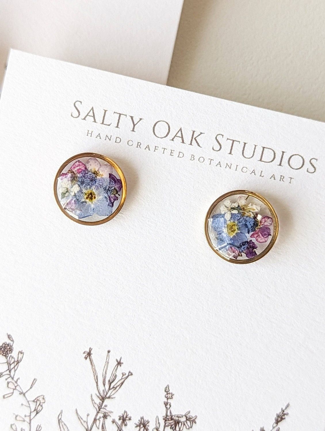 Salty Oak Studios Circle Garden Studs, Metal Color: Gold