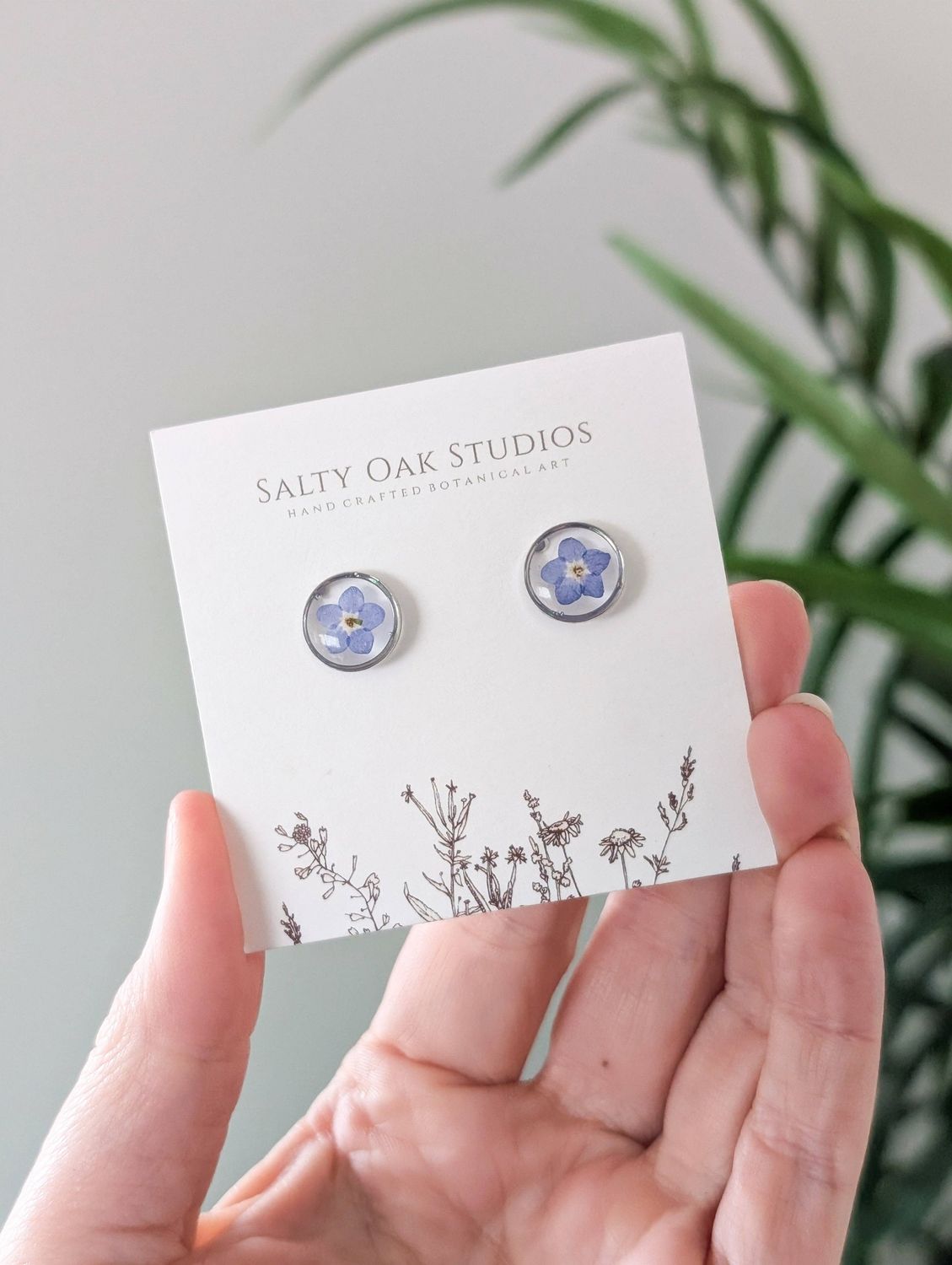 Salty Oak Studios Forget-Me-Not Circle Stud Earrings