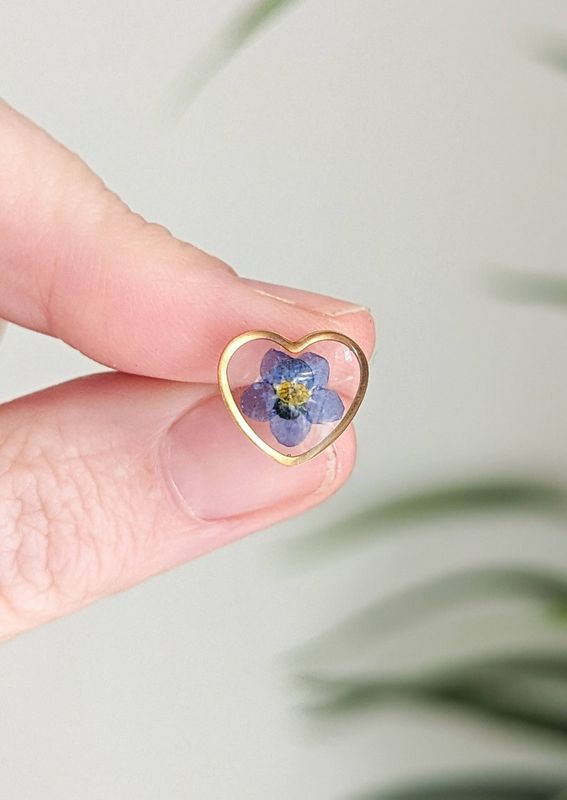 Salty Oak Studios Forget-Me-Not Heart Stud Earrings