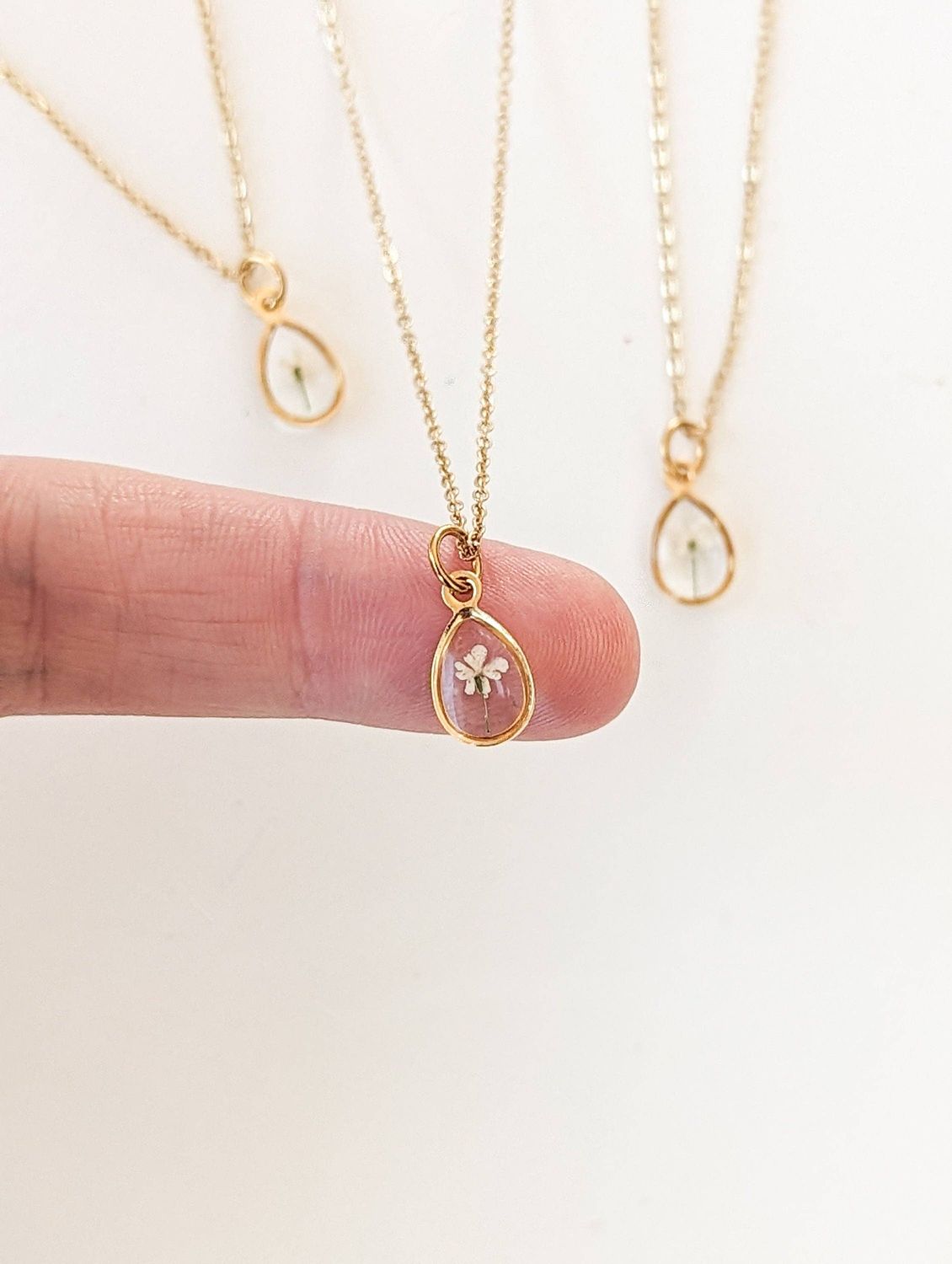 Salty Oak Studios Dainty Flower Teardrop Necklace