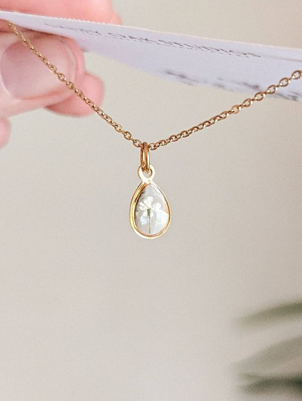 Salty Oak Studios Dainty Flower Teardrop Necklace