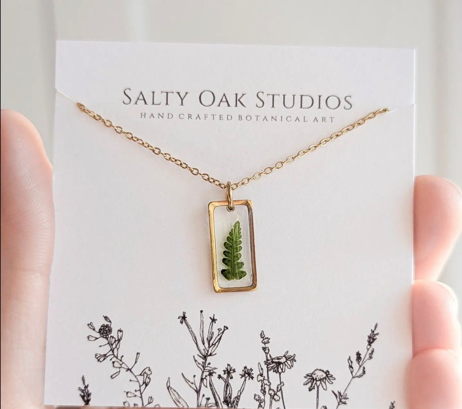 Salty Oak Studios Tiny Fern Necklace