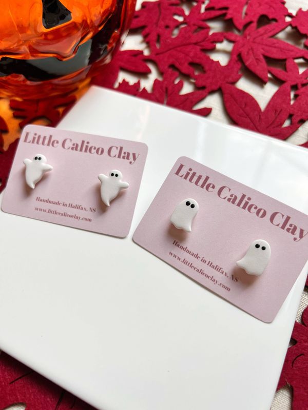 Spooky Ghost Clay Studs