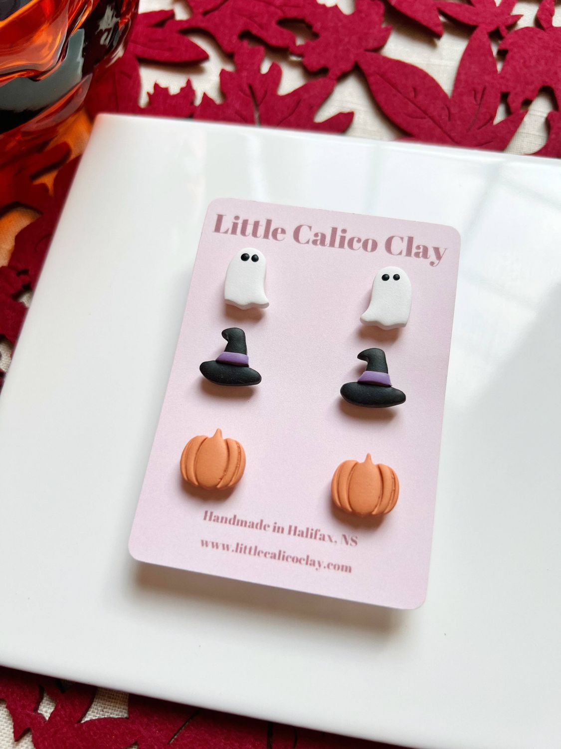 Spooky Pack Clay Studs, Hat Colour: Purple