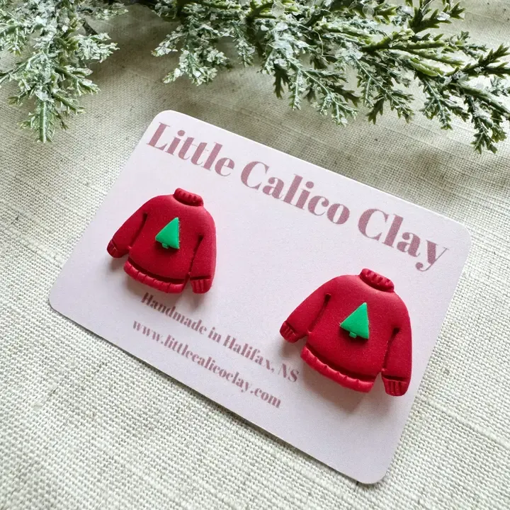 Ugly Sweater Clay Studs