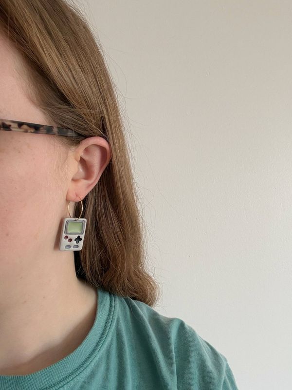 Game Console Clay Hoop Earrings