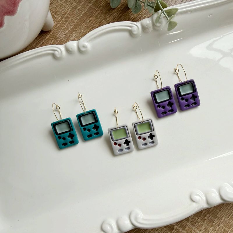 Game Console Clay Hoop Earrings