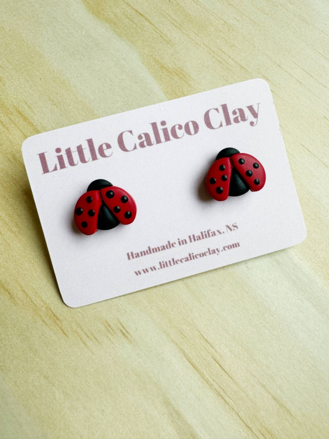 Ladybug Clay Studs
