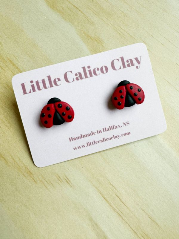 Ladybug Clay Studs