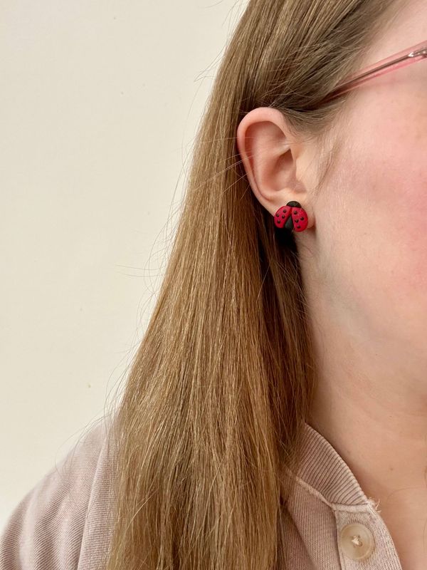 Ladybug Clay Studs