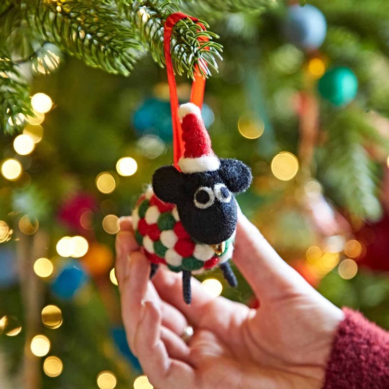 Felt Sheep in Santa Hat Christmas Decoration