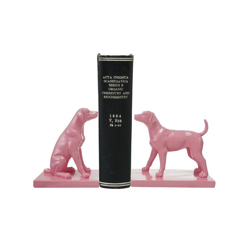 Pink Resin Dog Bookends