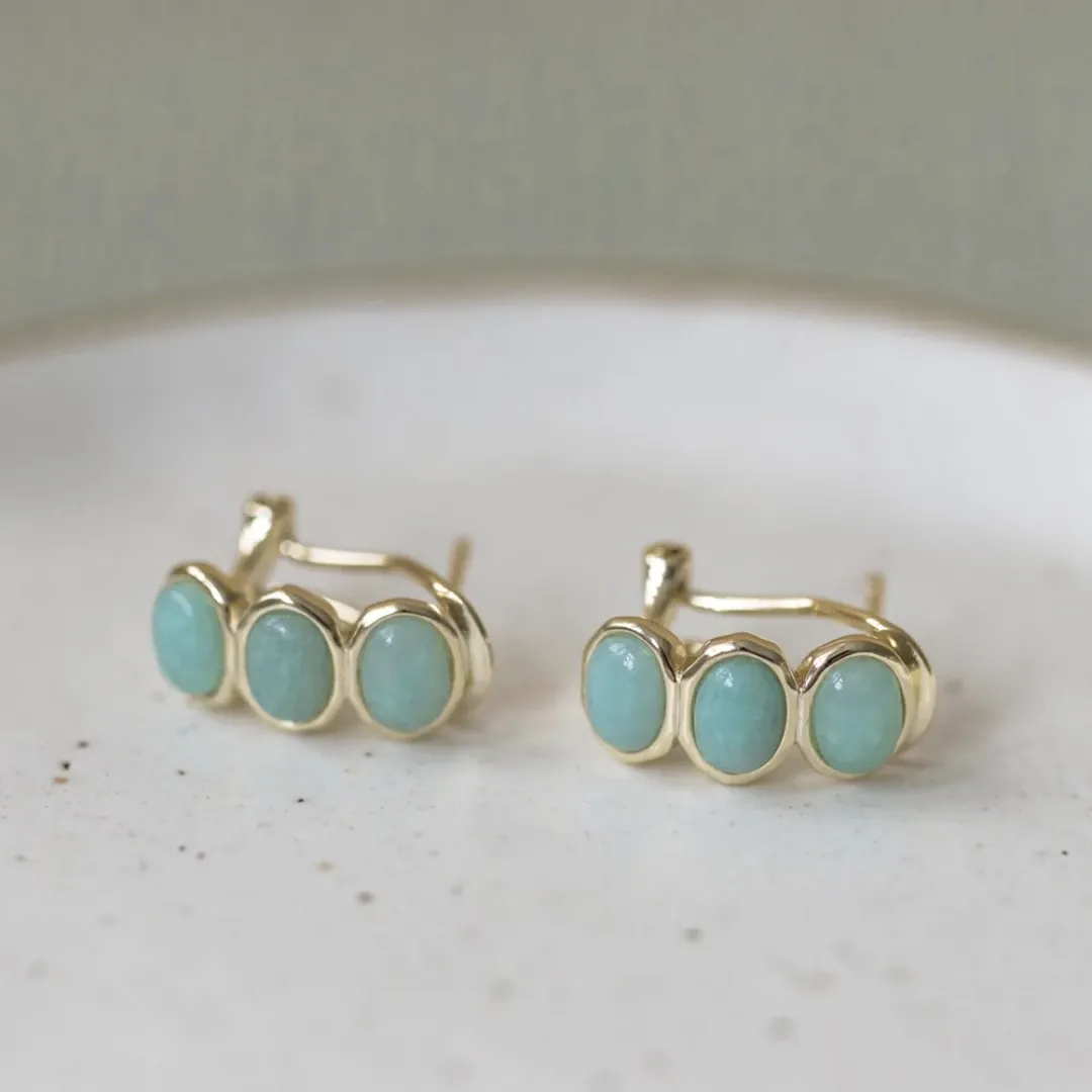 Glee Essence Hoop Earrings, Color: Gold Amazonite
