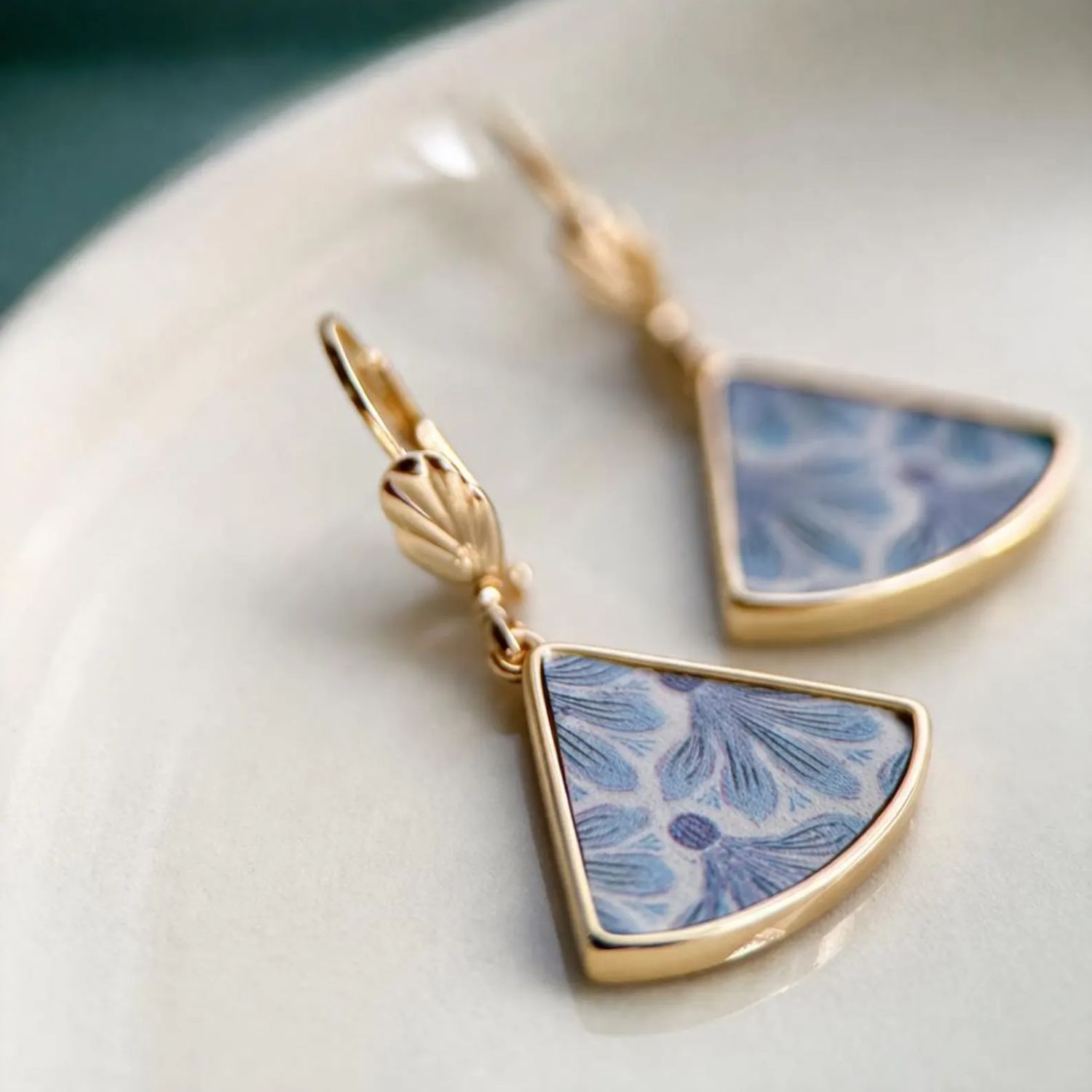 Gold Fan Cork Earrings