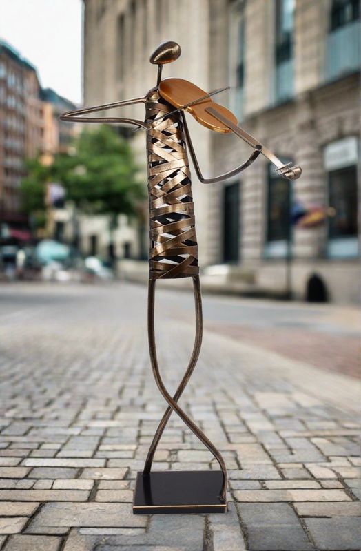 Violin Musician Bronze Metal Sculpture