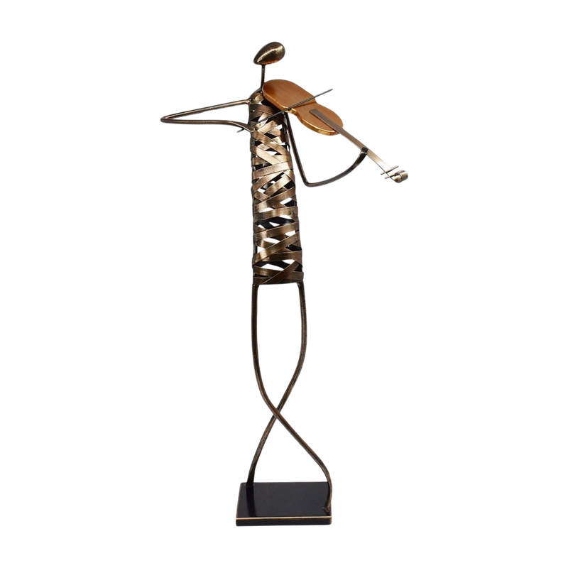 Violin Musician Bronze Metal Sculpture