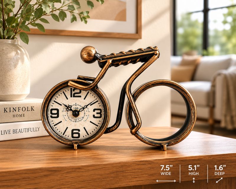 Vintage Bicycle Metal Table Clock