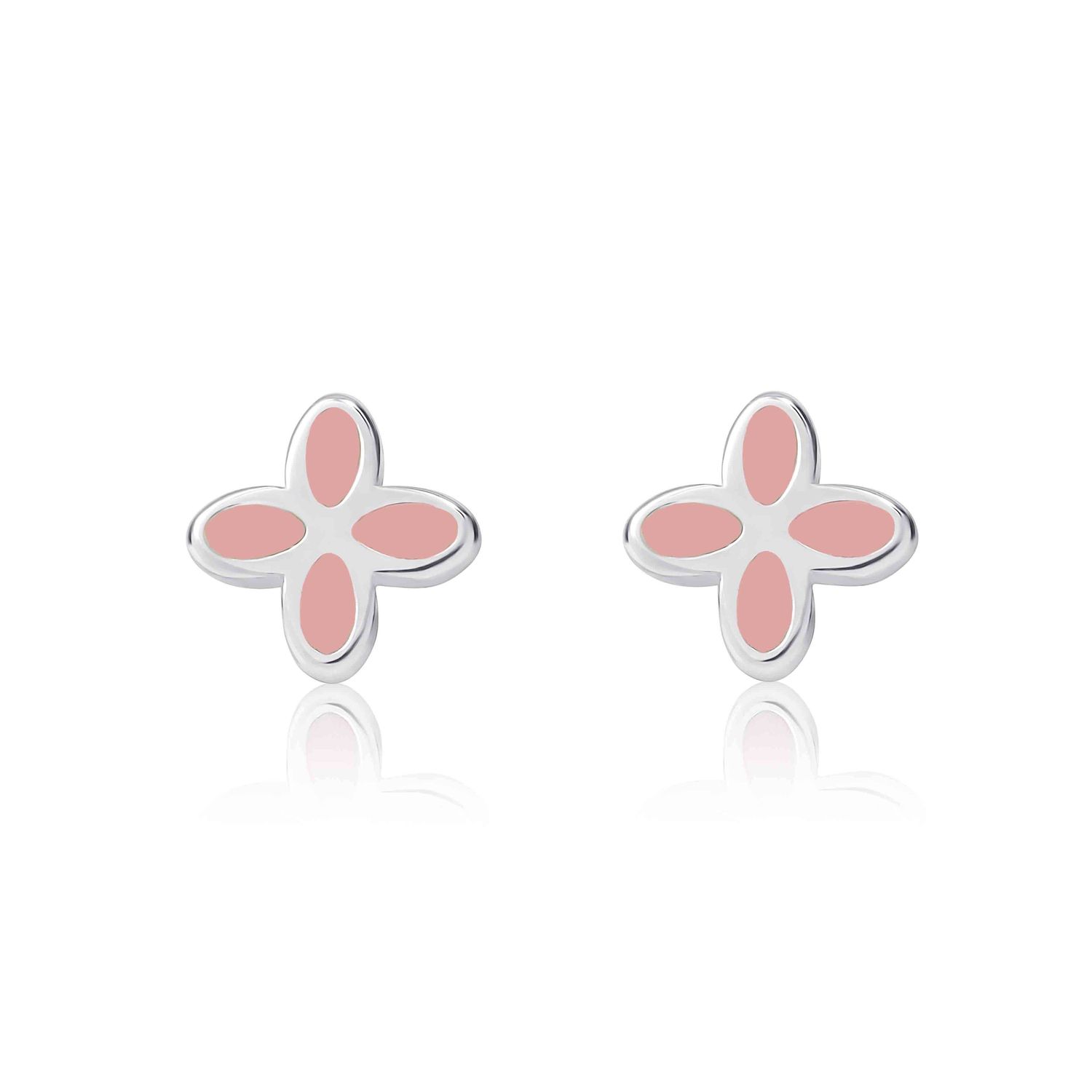 Geo Flower Studs - Pastel Pink Enamel