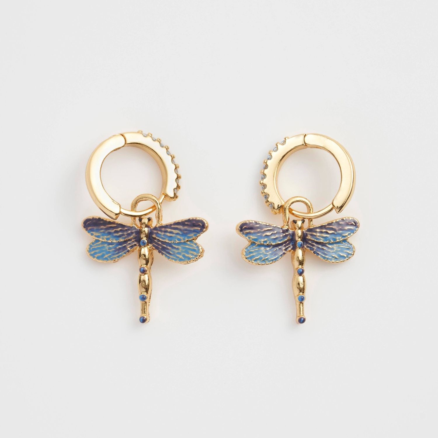 Dragonfly Charm Huggie Earrings