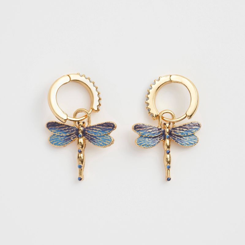 Dragonfly Charm Huggie Earrings