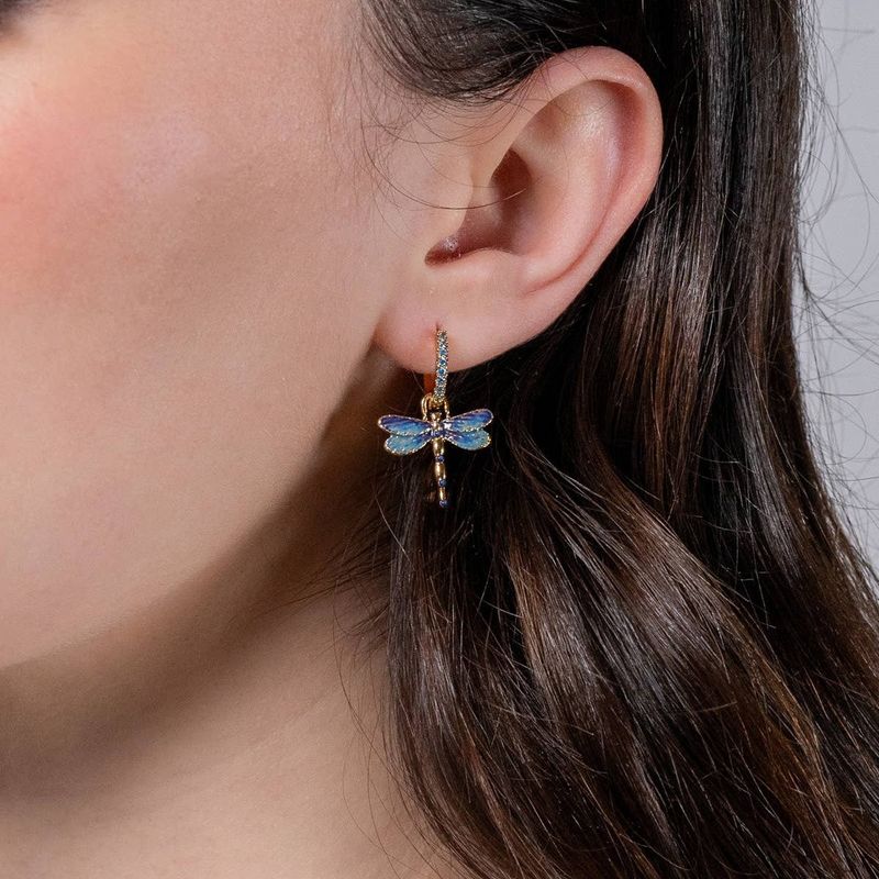 Dragonfly Charm Huggie Earrings