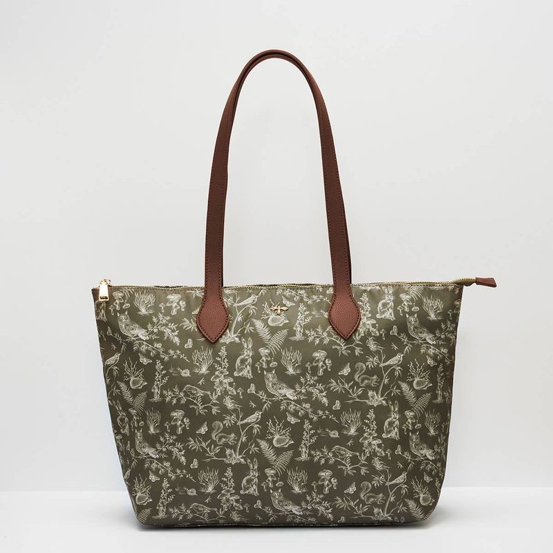 Edith Orla Scene Print Tote Bag in Khaki