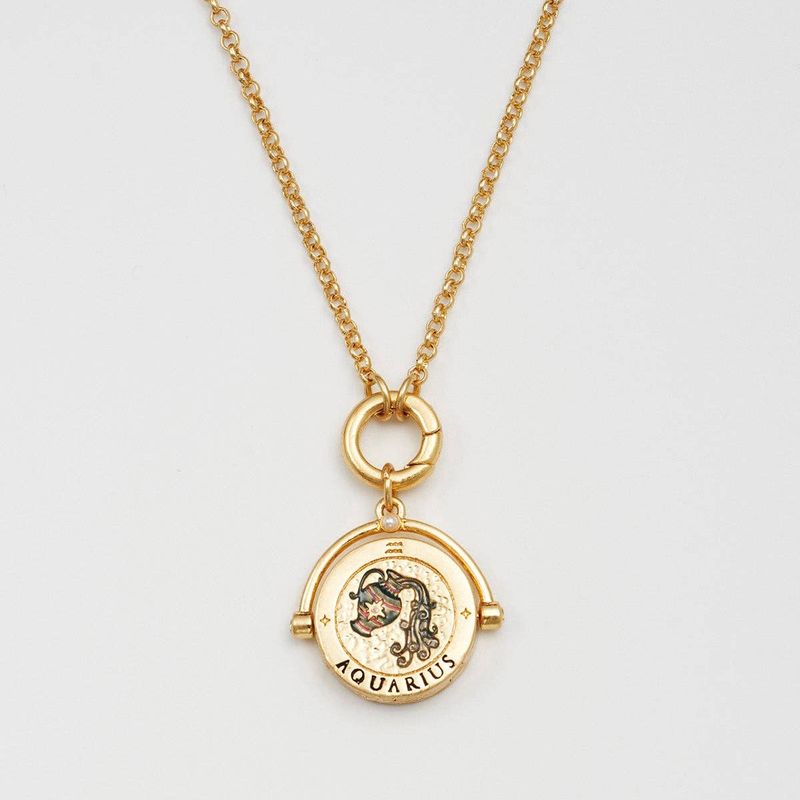 Aquarius Zodiac Spinner Necklace