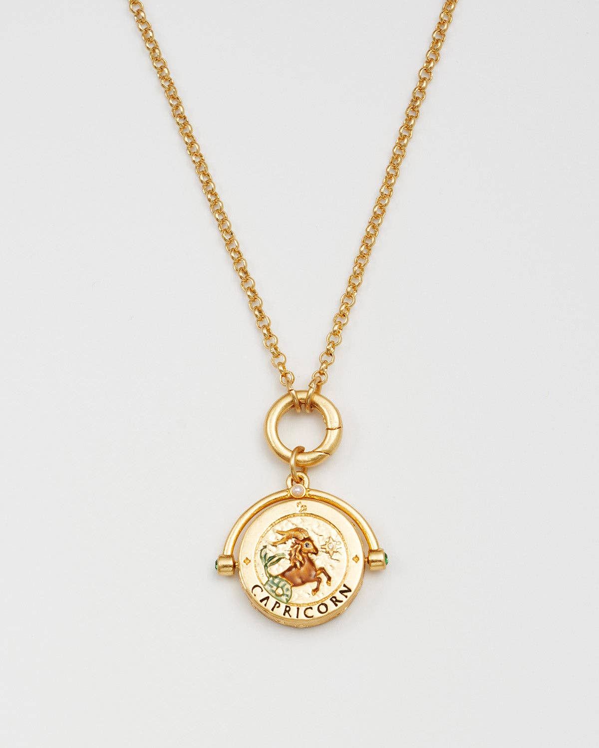 Capricorn Zodiac Spinner Necklace