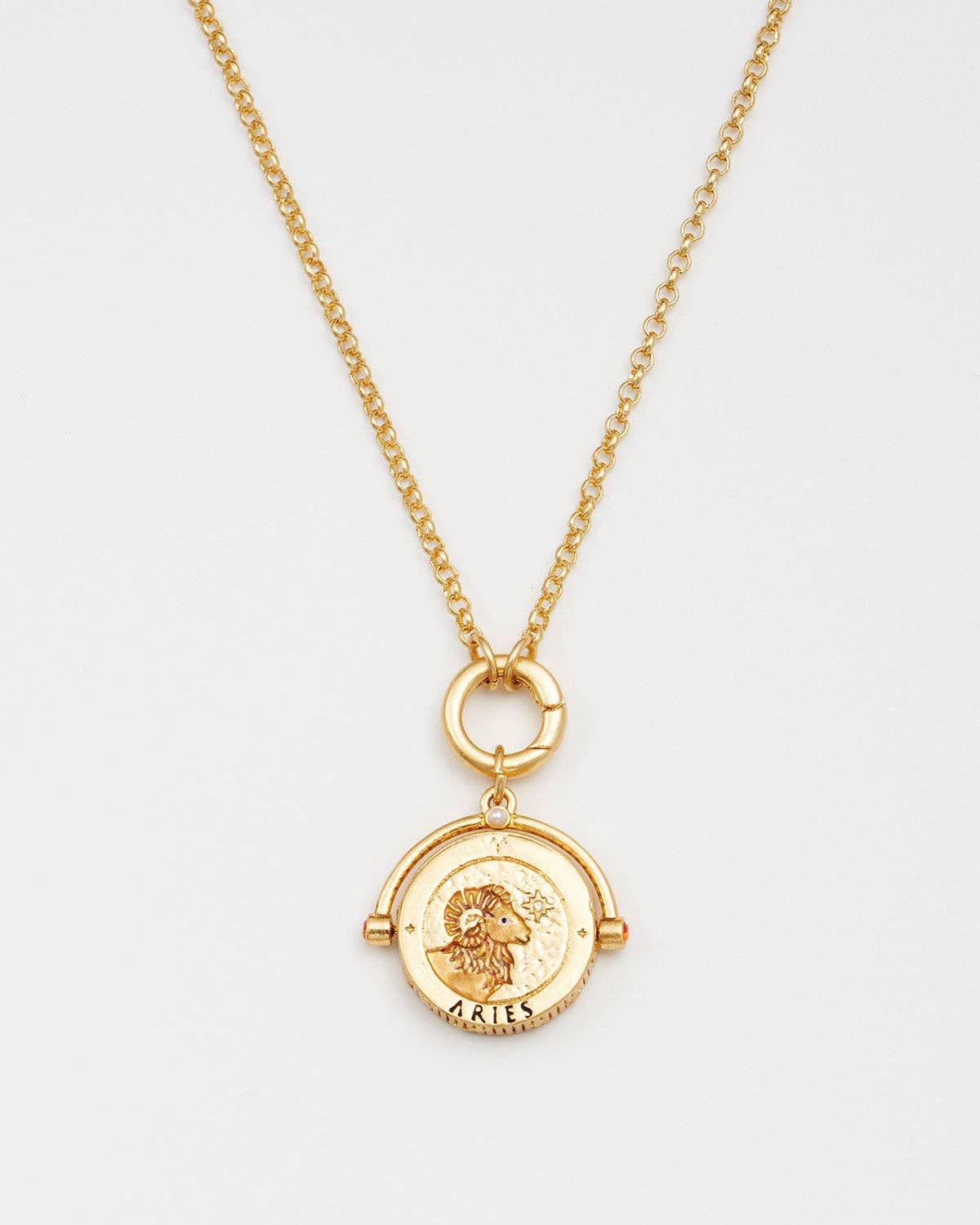 Aries Zodiac Spinner Necklace