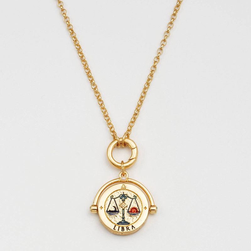 Libra Zodiac Spinner Necklace