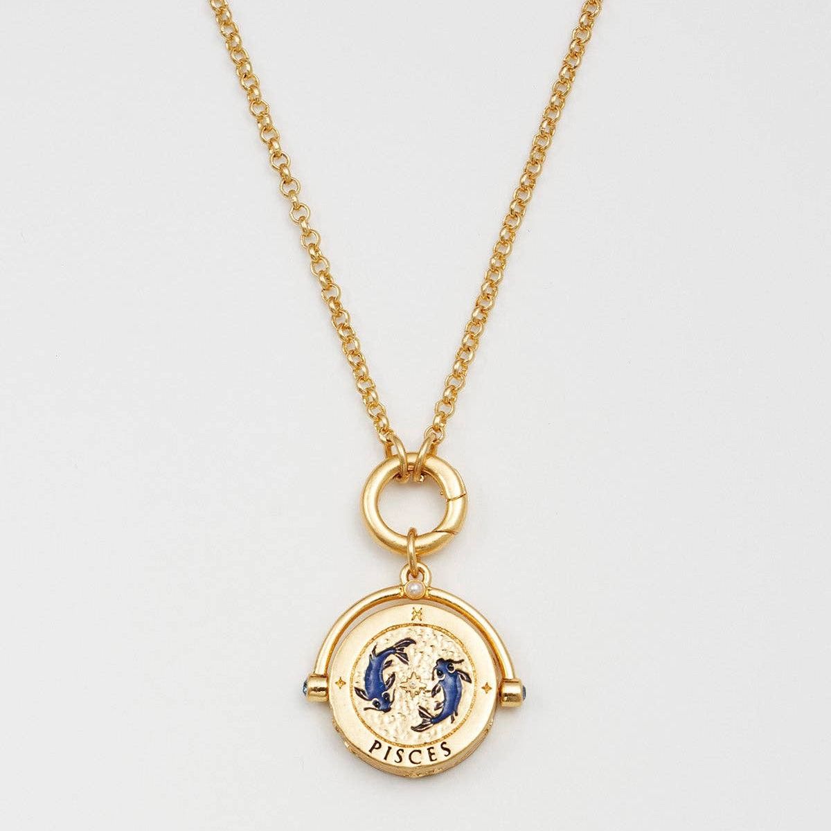 Pisces Zodiac Spinner Necklace