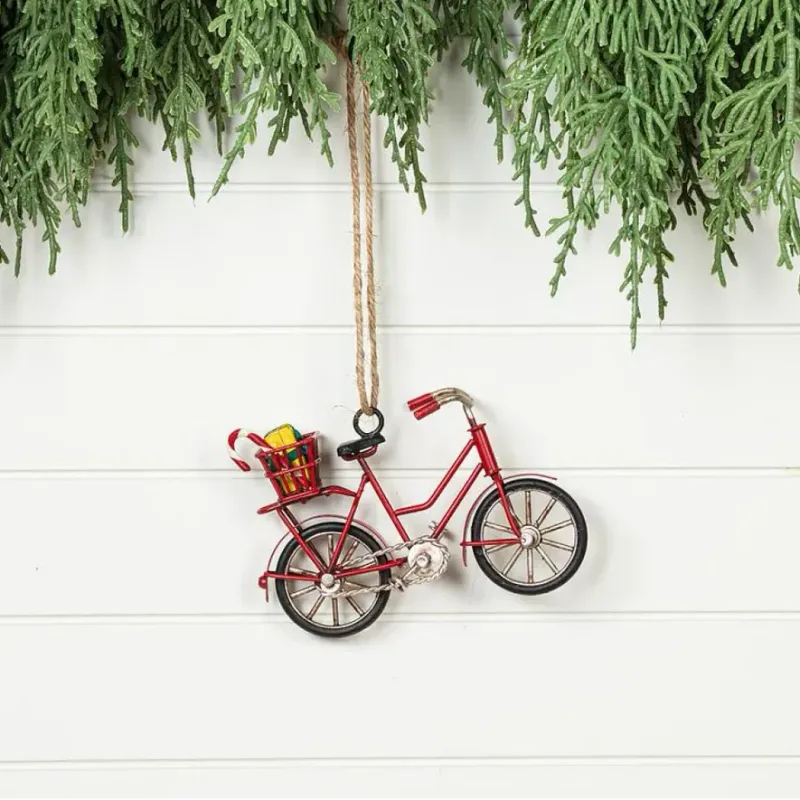 Bicycle with Gifts Ornament Red