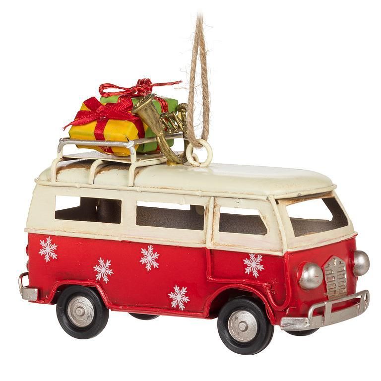 Van with Gifts Ornament Red