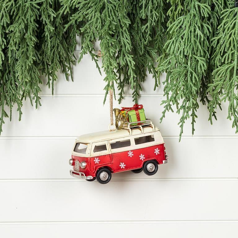 Van with Gifts Ornament Red