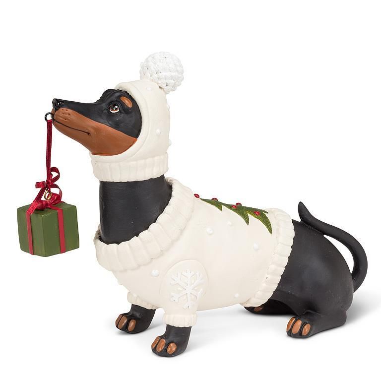 Sweater Dachshund with Present Figure