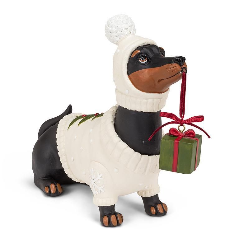 Sweater Dachshund with Present Figure