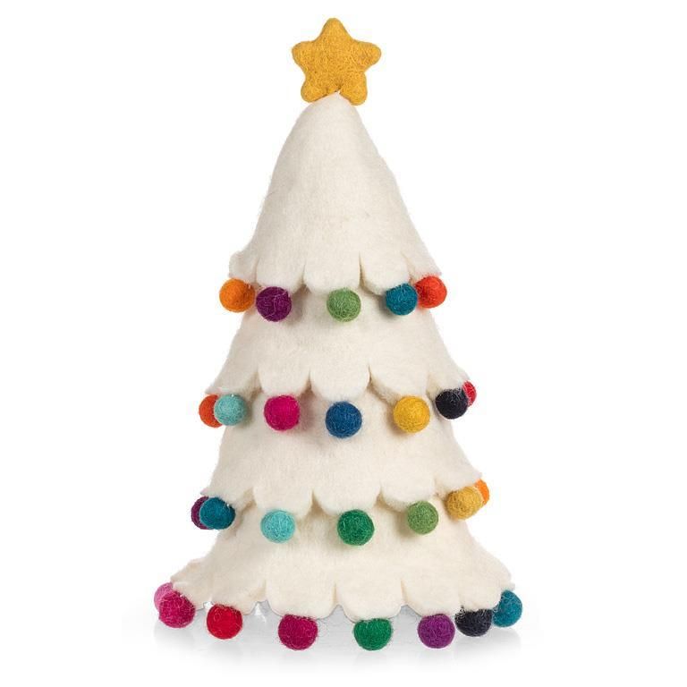 Tree with Pompoms Tree Topper White