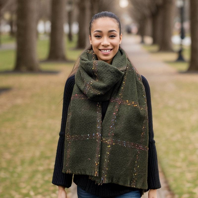 Pantai - Spotty Boxy Thick Scarf - Racing Green